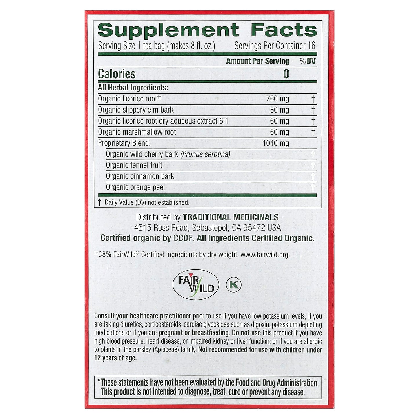 Traditional Medicinals, Organic Throat Coat®, Original with Slippery Elm, Caffeine Free, 16 Wrapped Tea Bags, 1.13 oz (32 g) - Image 2