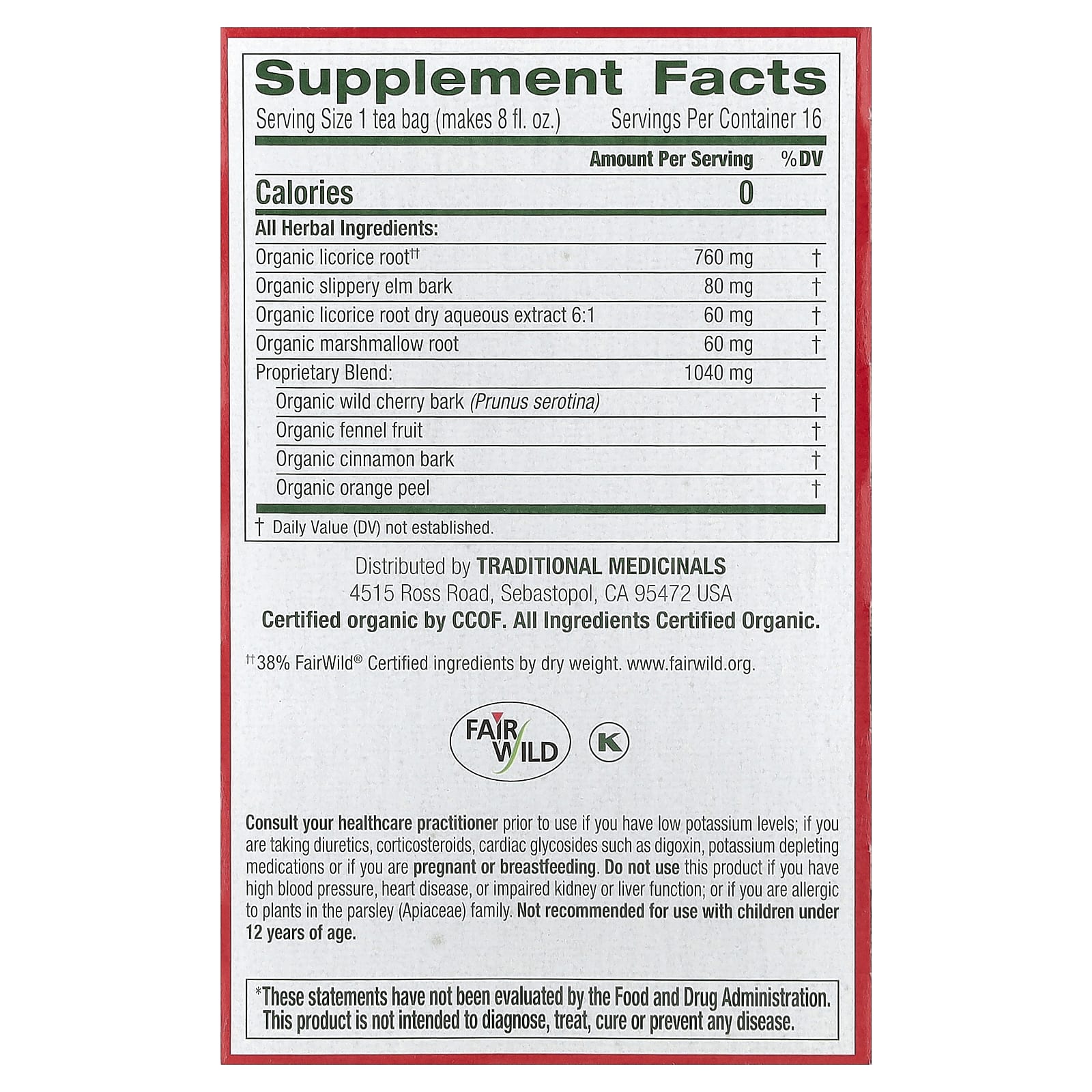 Traditional Medicinals, Organic Throat Coat®, Original with Slippery Elm, Caffeine Free, 16 Wrapped Tea Bags, 1.13 oz (32 g) - Image 2