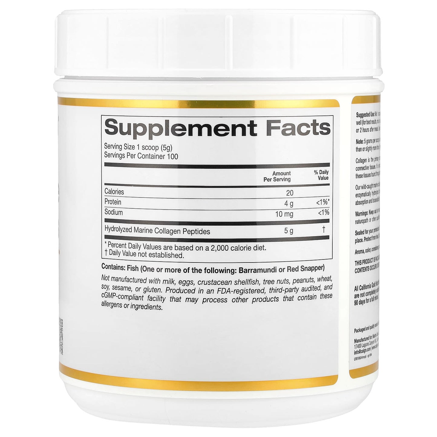 Hydrolyzed Marine Collagen Peptides for Healthy Hair, Skin & Joints - 1.1 lb - Image 2