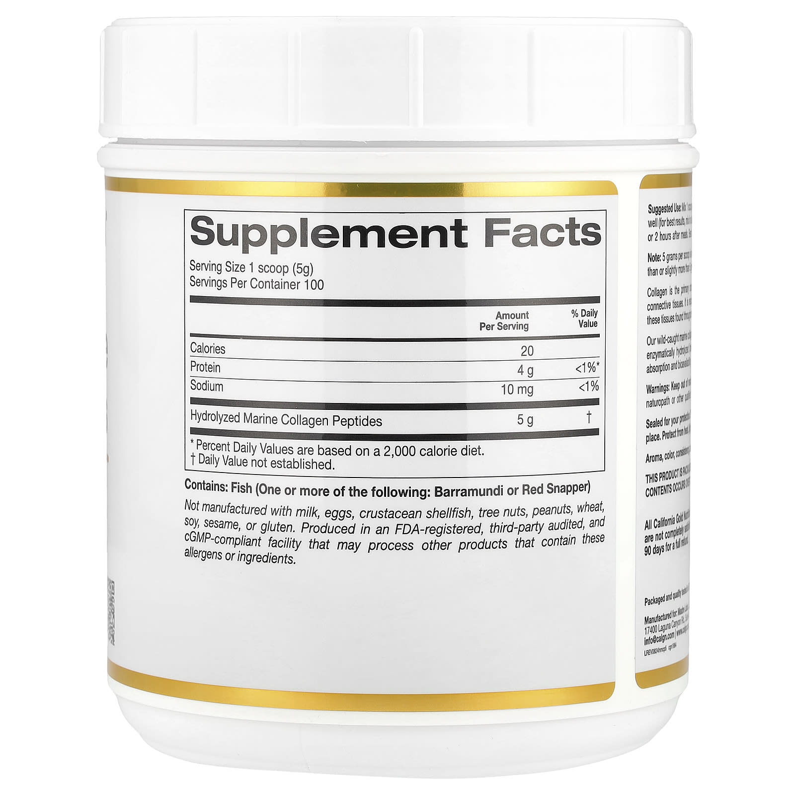 Hydrolyzed Marine Collagen Peptides for Healthy Hair, Skin & Joints - 1.1 lb - Image 2