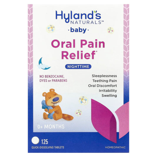 Hyland's Naturals, Baby, Oral Pain Relief, Nighttime, 0+ Months, 125 Quick-Dissolving Tablets