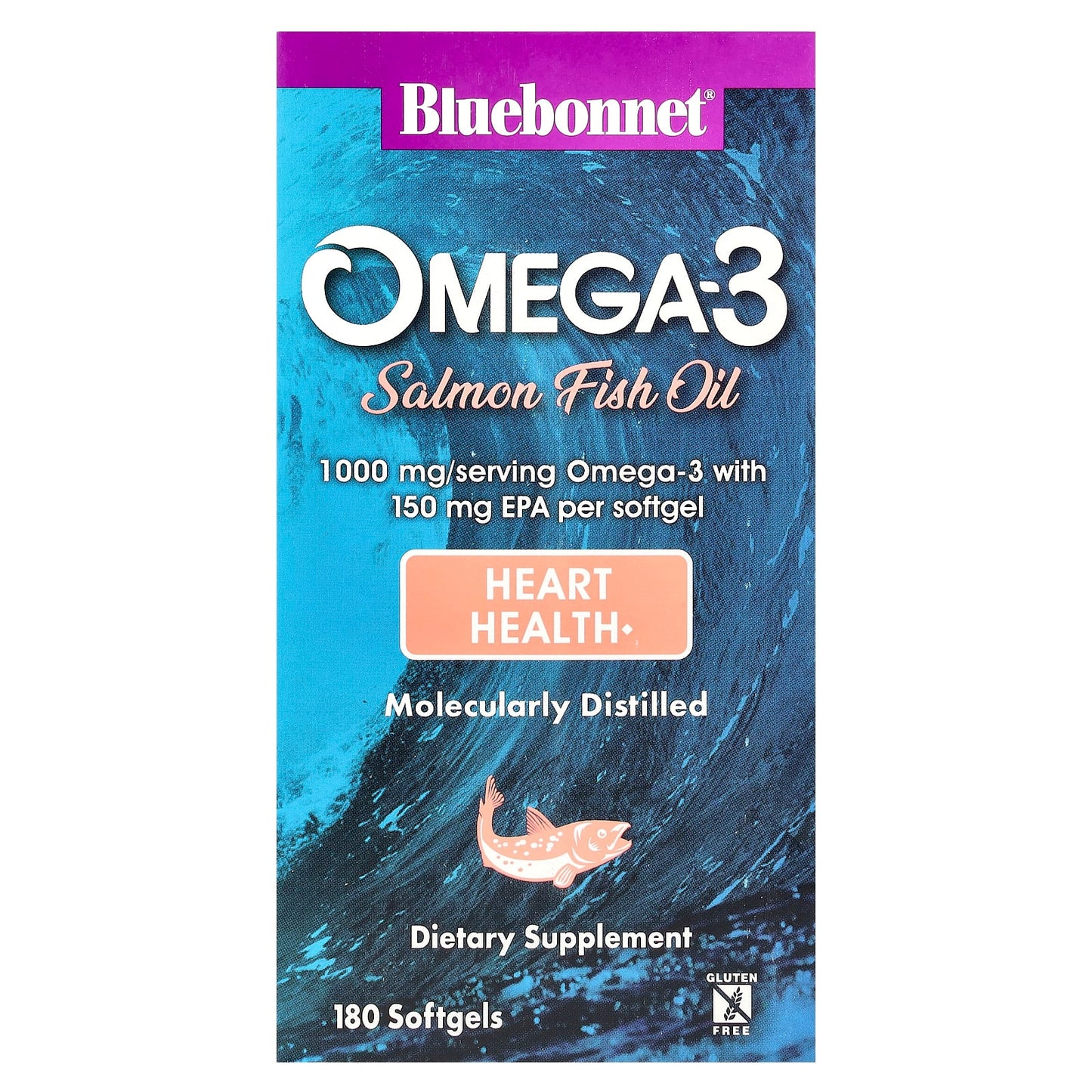 Bluebonnet Omega-3 Salmon Fish Oil Softgels for Heart Health - 1000 mg EPA - Image 1