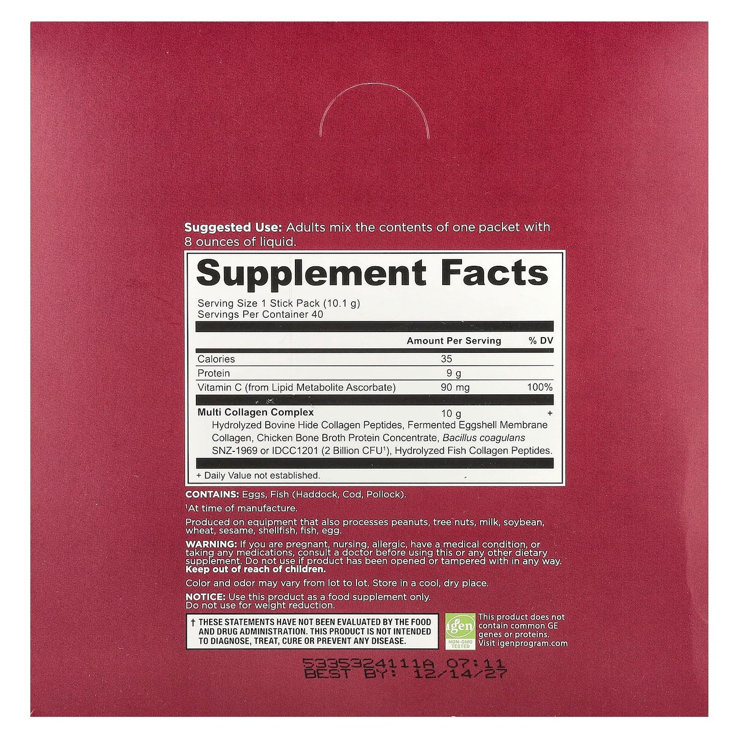Ancient Nutrition Multi Collagen Protein, 40 Single Serve Packs, 10g Each - Image 2