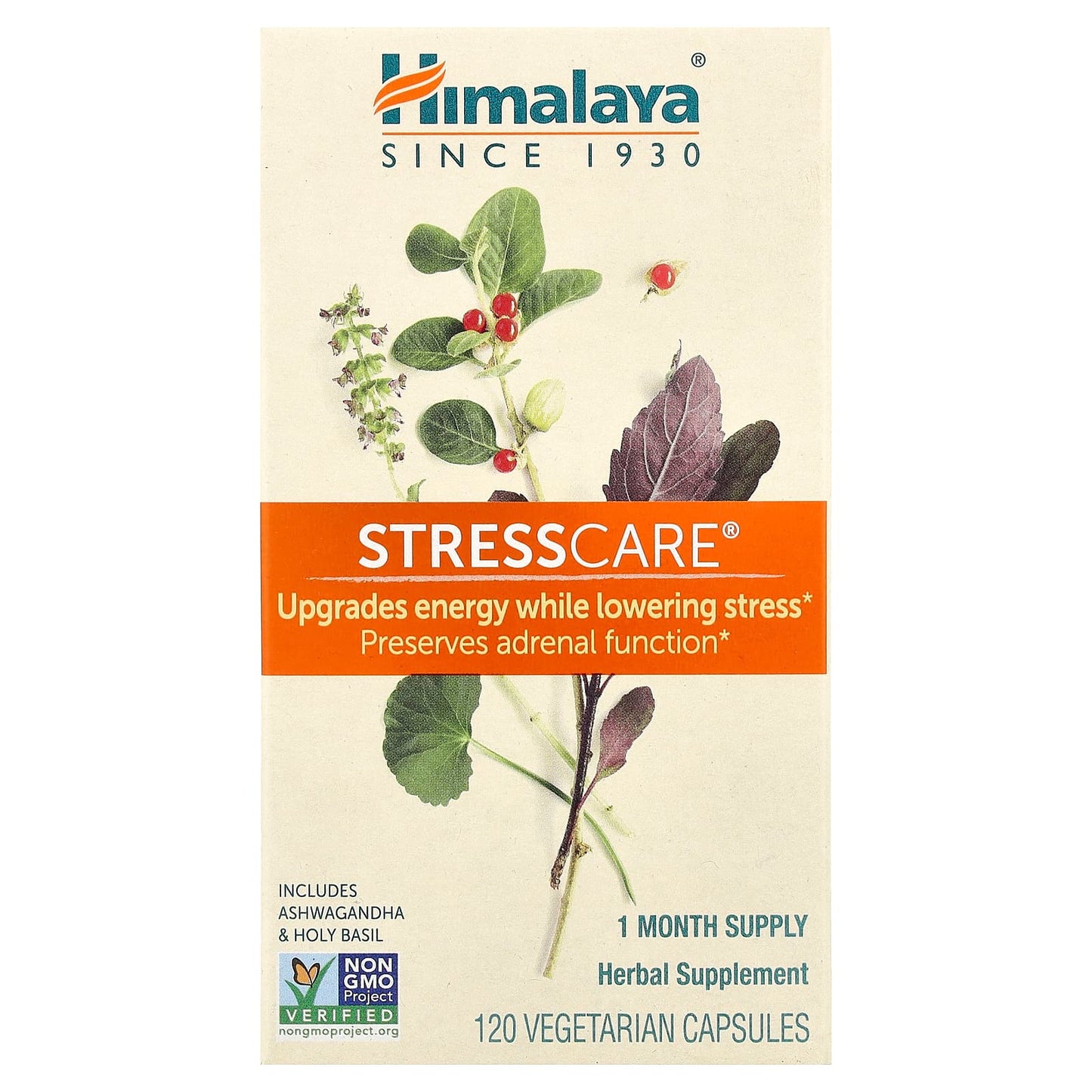 Himalaya StressCare 120 Vegetarian Capsules for Stress Relief & Energy - Image 1