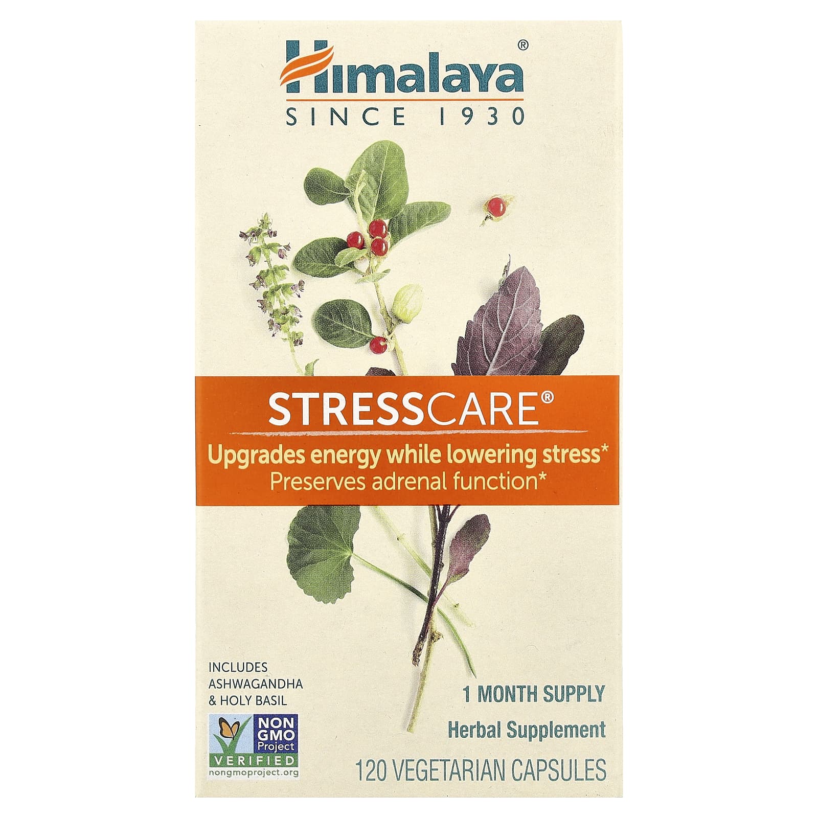 Himalaya StressCare 120 Vegetarian Capsules for Stress Relief & Energy - Image 1
