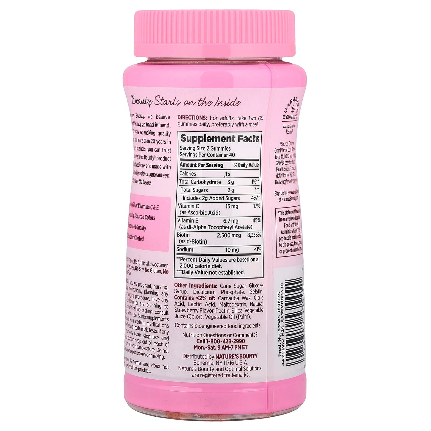 Nature's Bounty, Optimal Solutions®, Hair, Skin & Nails Gummies, Strawberry, 80 Gummies - Image 2