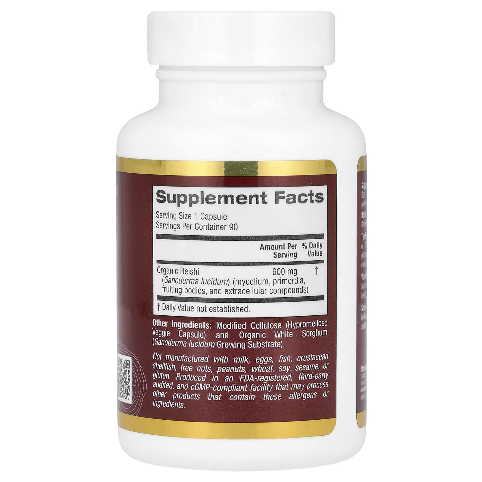 California Gold Nutrition Organic Reishi Mushroom Supplement, 90 Capsules - Image 2