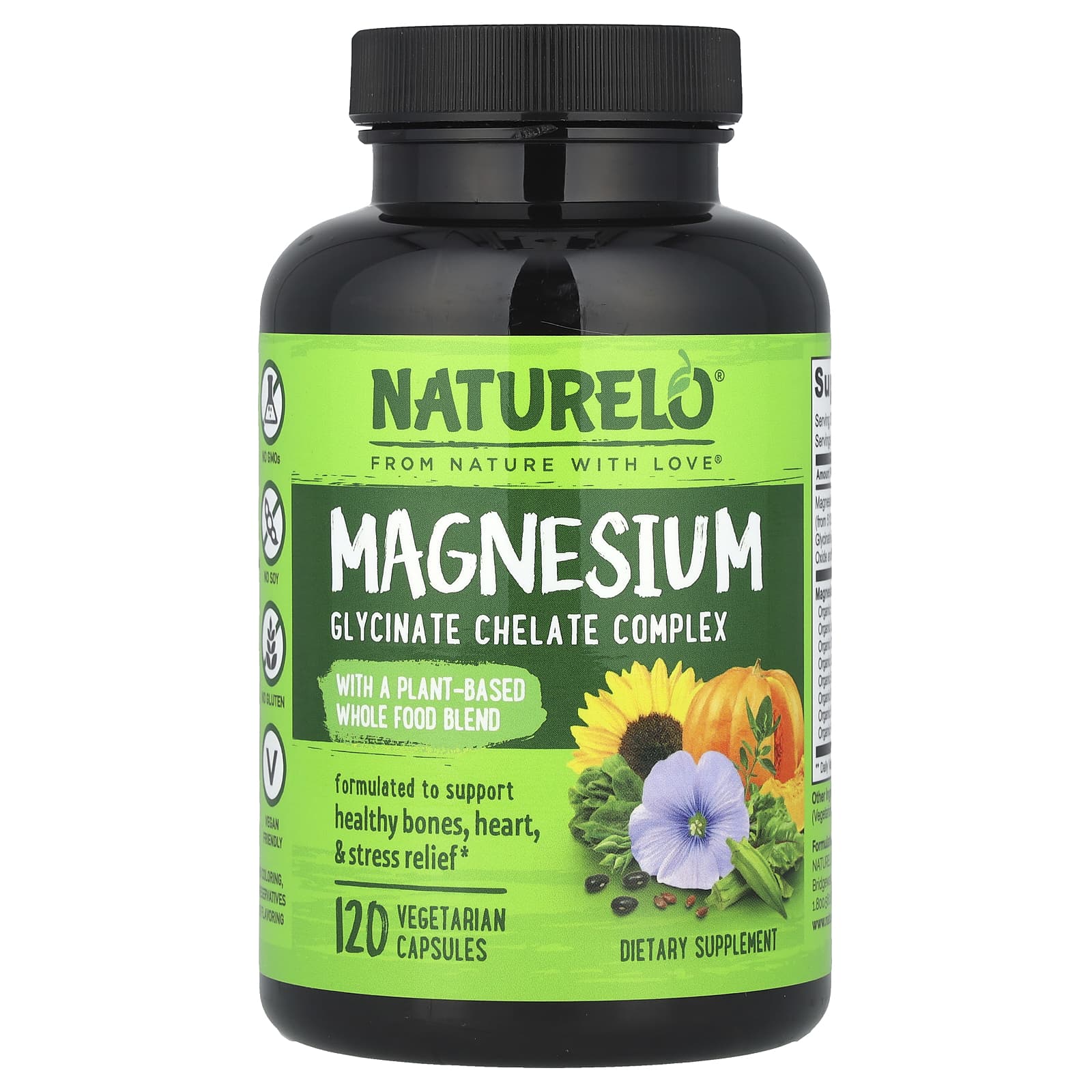 NATURELO, Magnesium Glycinate Chelate Complex, 120 Vegetarian Capsules - Image 1