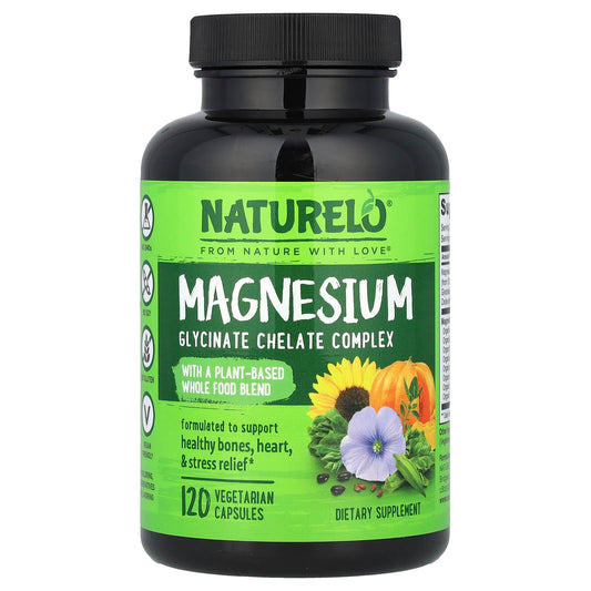 NATURELO, Magnesium Glycinate Chelate Complex, 120 Vegetarian Capsules - Image 1