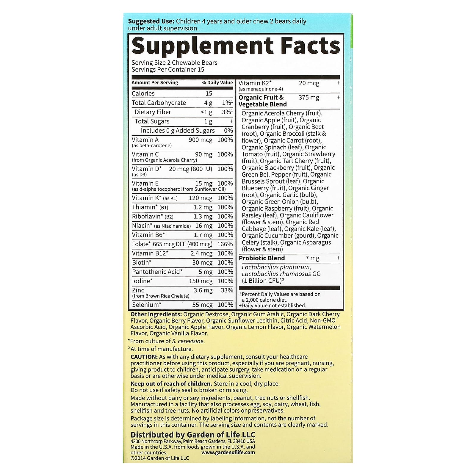 Garden of Life Vitamin Code Kids Cherry Berry Chewable Whole Food Multivitamin - Image 2