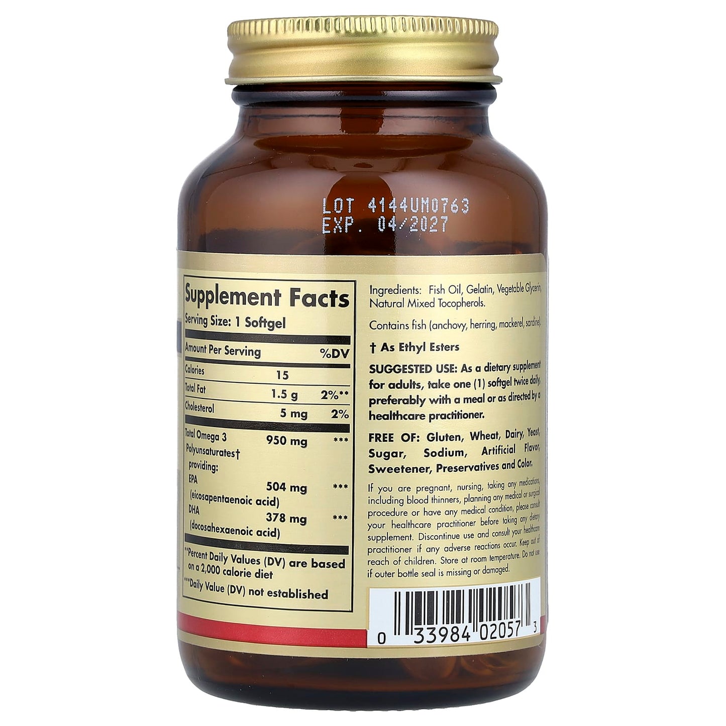 Solgar, Omega-3, EPA & DHA, Triple Strength, 950 mg, 50 Softgels - Image 2