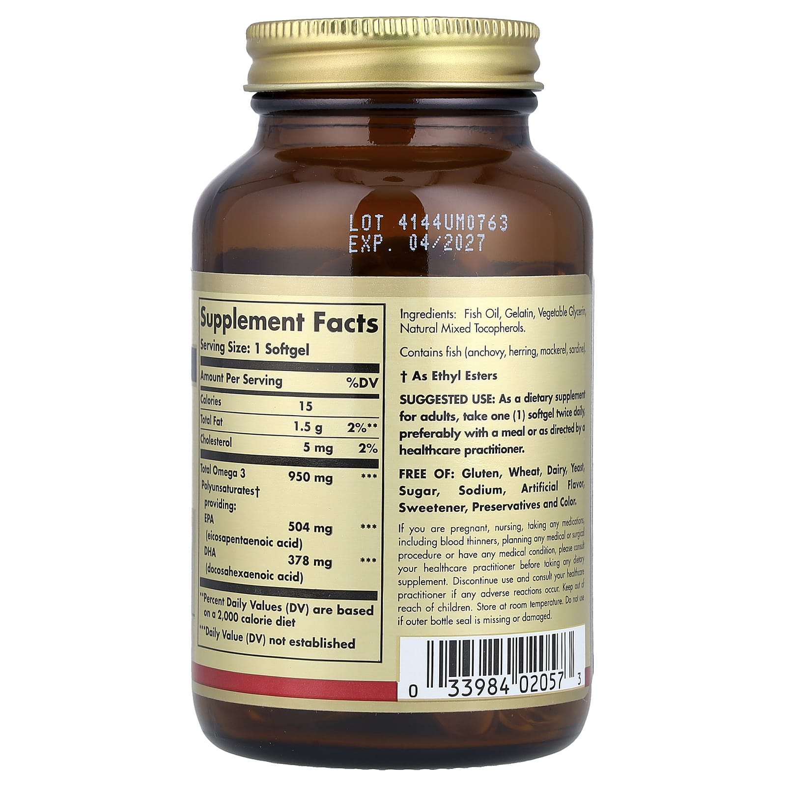 Solgar, Omega-3, EPA & DHA, Triple Strength, 950 mg, 50 Softgels - Image 2
