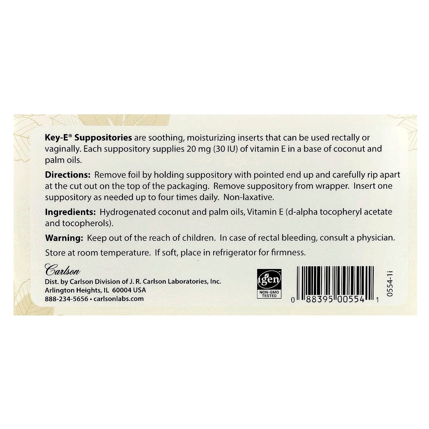 Carlson Vitamin E Soothing Suppositories, 24 Non-GMO Inserts - Image 2
