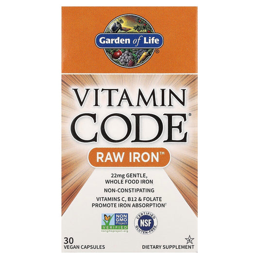 Garden of Life RAW Iron Vitamin Code 30 Vegan Capsules - Image 1