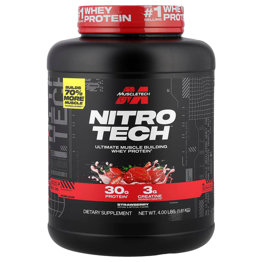 MuscleTech, Nitro-Tech™ Whey Protein, Strawberry, 4 lbs (1.81 kg) - Image 1