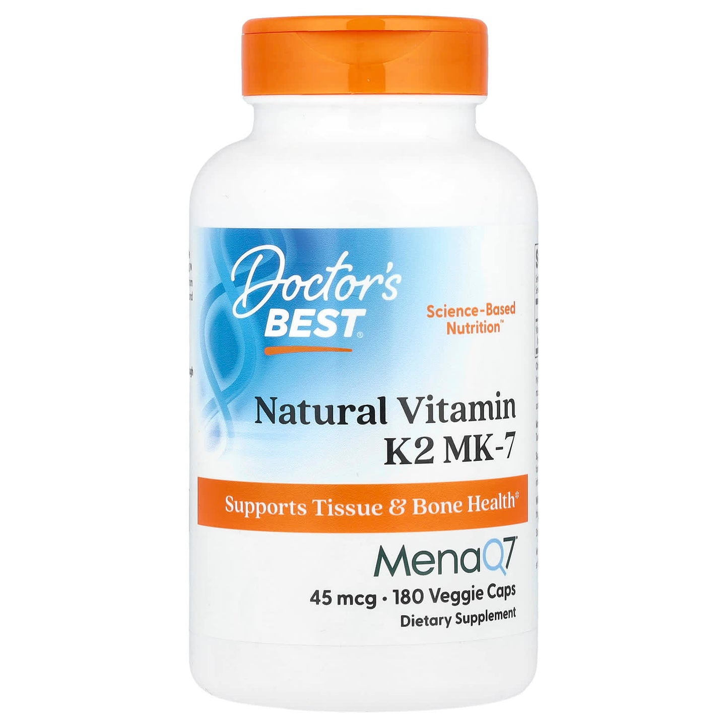 Vitamin K2 MK-7 45 mcg, 180 Capsules for Bone & Tissue Health - Image 1