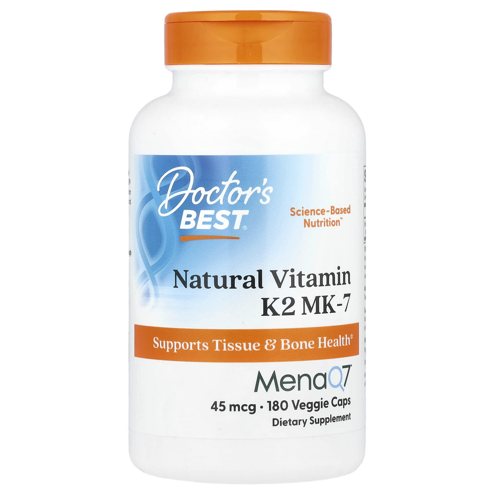 Vitamin K2 MK-7 45 mcg, 180 Capsules for Bone & Tissue Health - Image 1