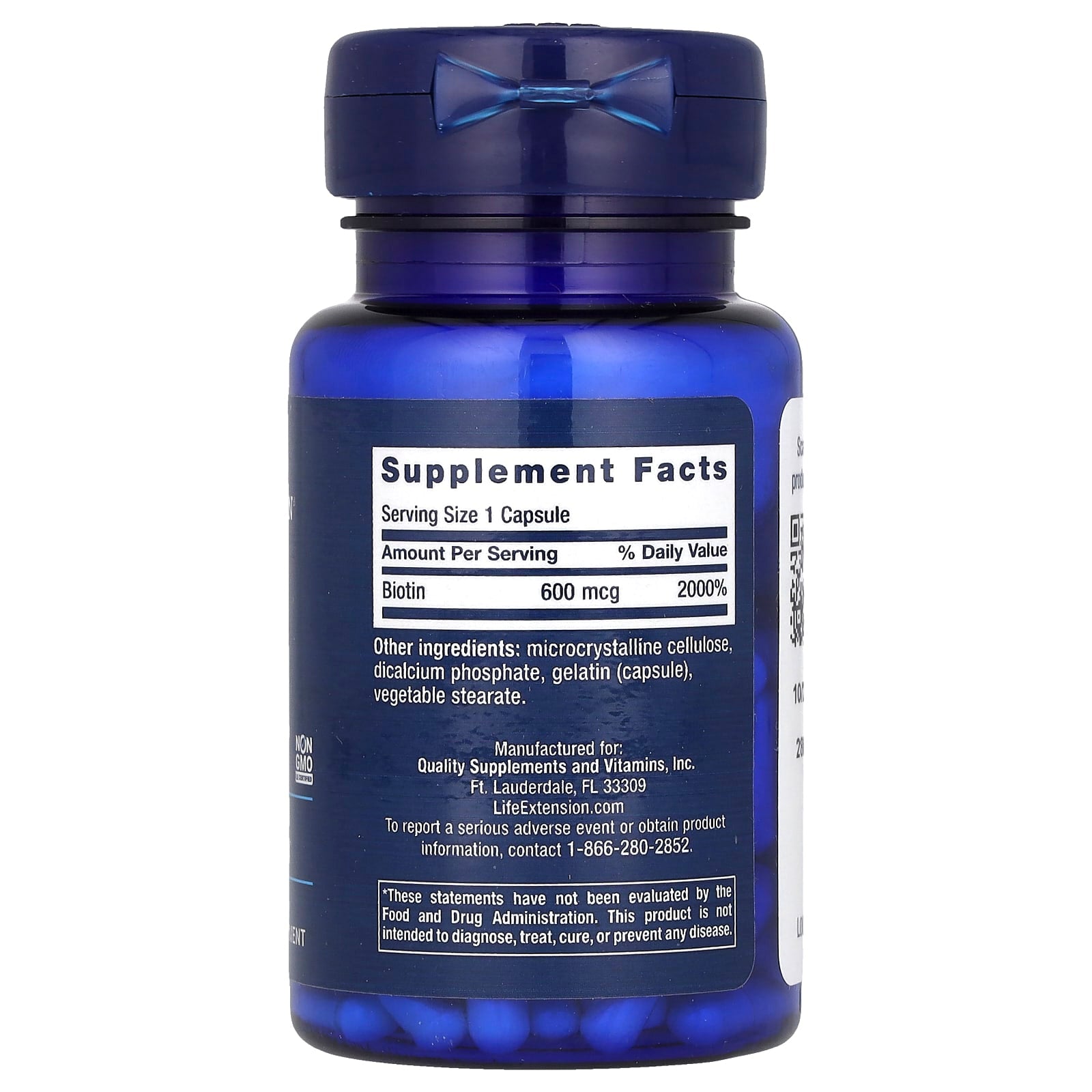 Life Extension, Biotin, 600 mcg, 100 Capsules - Image 2