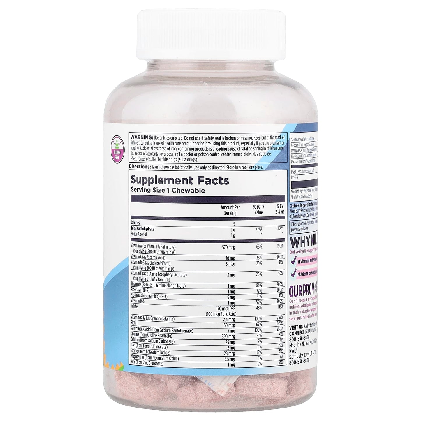 KAL, MultiSaurus®, Mixed Berry, 90 Chewables - Image 2