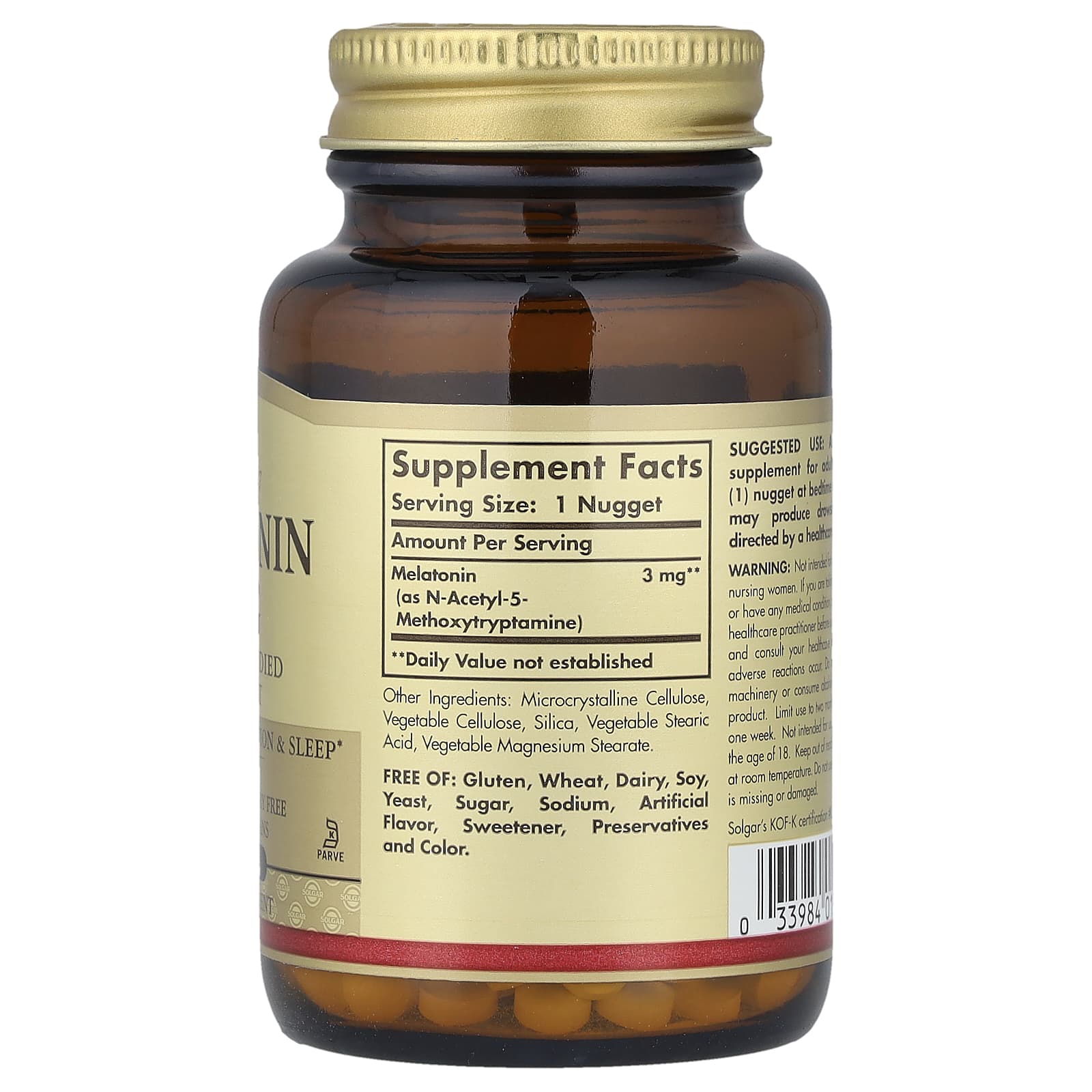 Solgar, Melatonin, 3 mg, 120 Nuggets - Image 2