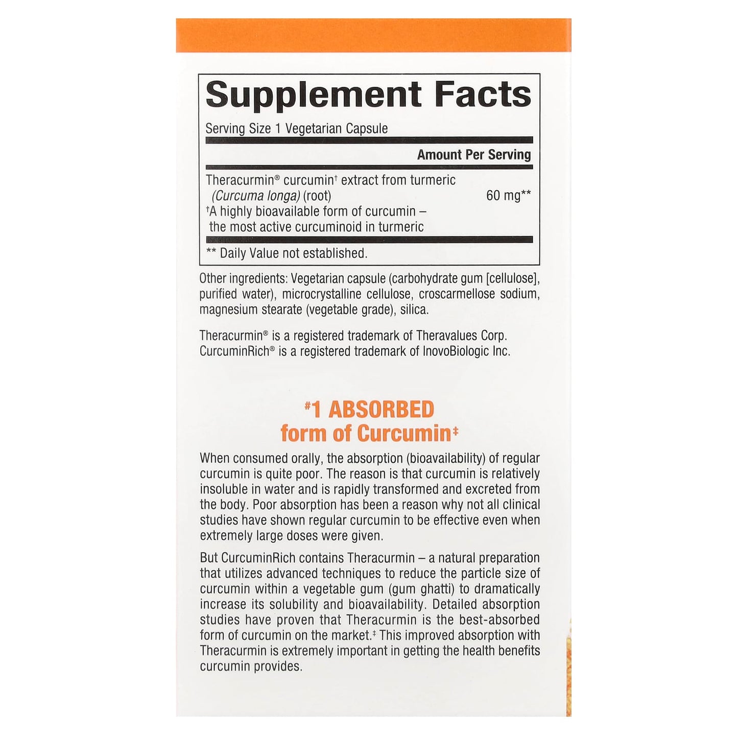 Natural Factors, CurcuminRich®, Double Strength Theracurmin®, 60 mg, 60 Vegetarian Capsules - Image 2