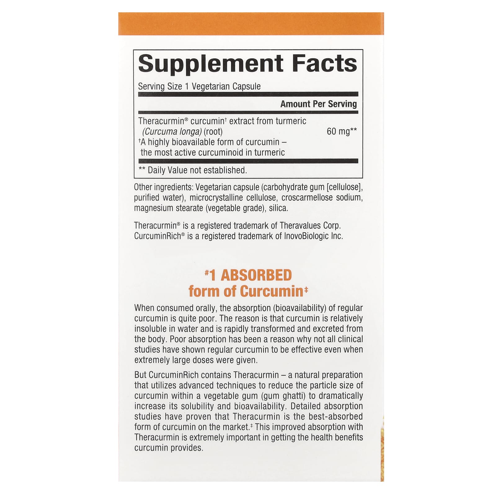 Natural Factors, CurcuminRich®, Double Strength Theracurmin®, 60 mg, 60 Vegetarian Capsules - Image 2