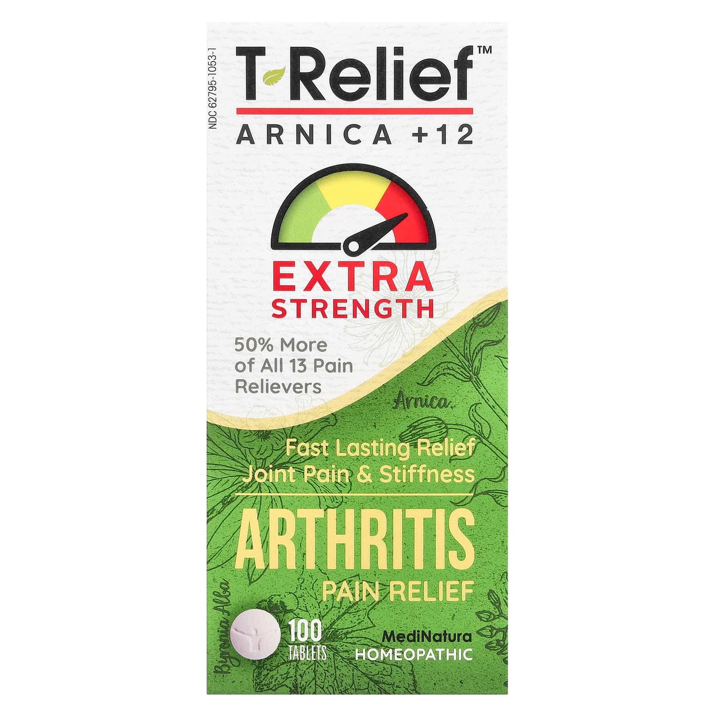 MediNatura, T-Relief™, Arnica +12, Arthritis Pain Relief, Extra Strength, 100 Tablets - Image 1
