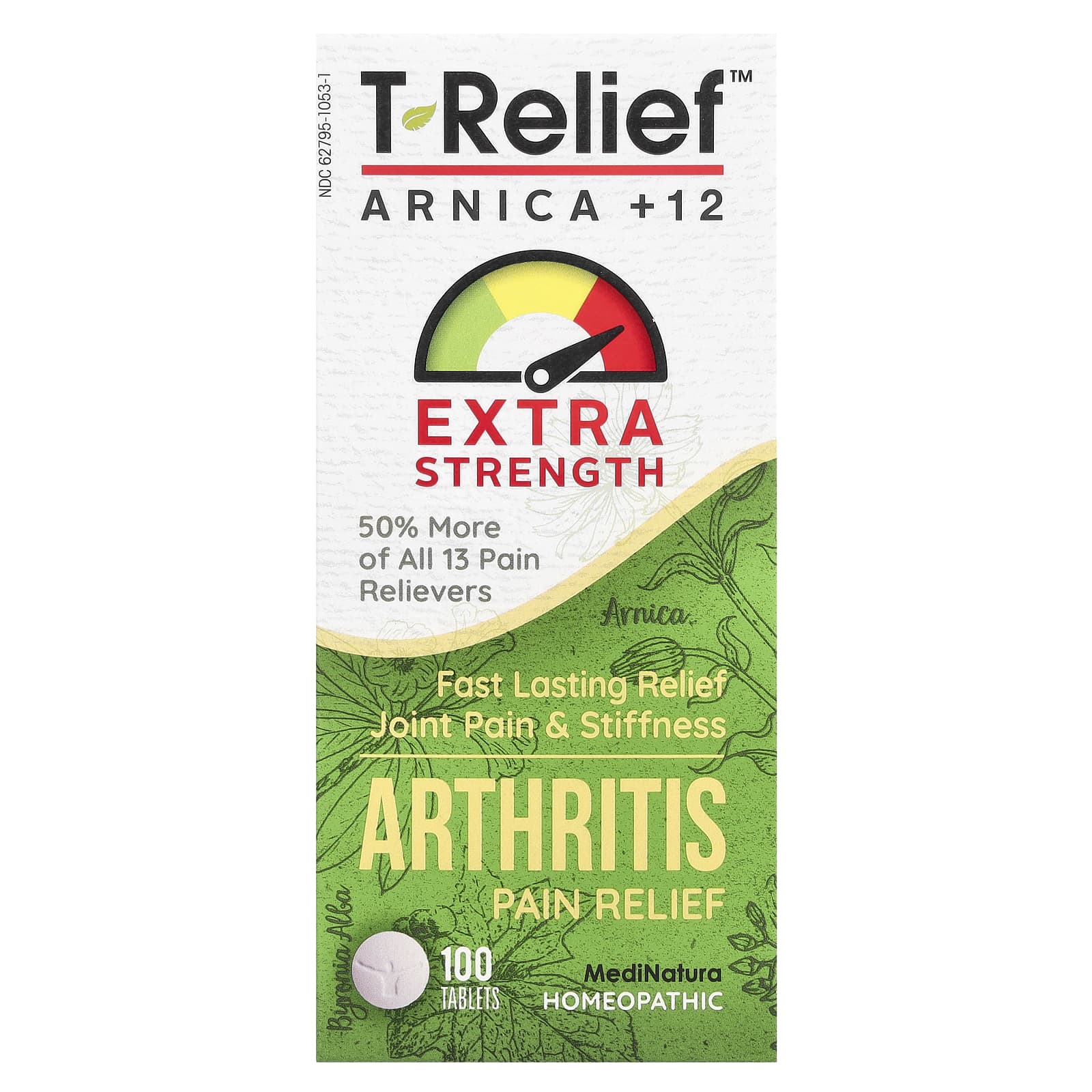 MediNatura, T-Relief™, Arnica +12, Arthritis Pain Relief, Extra Strength, 100 Tablets - Image 1