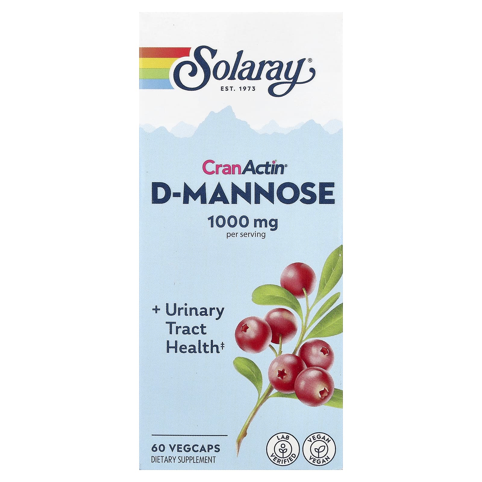 Solaray, CranActin® D-Mannose, 60 VegCaps - Image 1