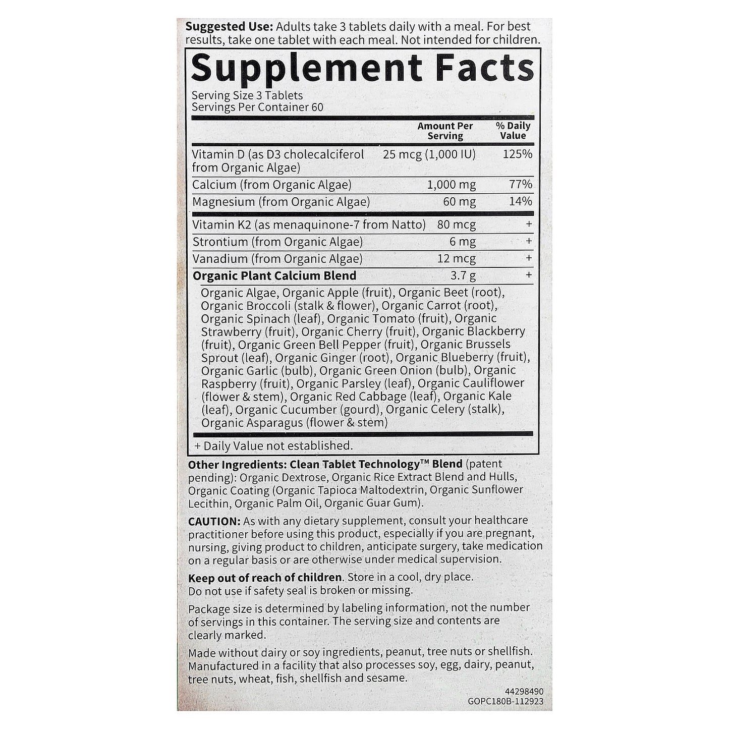 Garden of Life Organic Plant Calcium for Strong Bones - 180 Vegan Tablets - Image 2