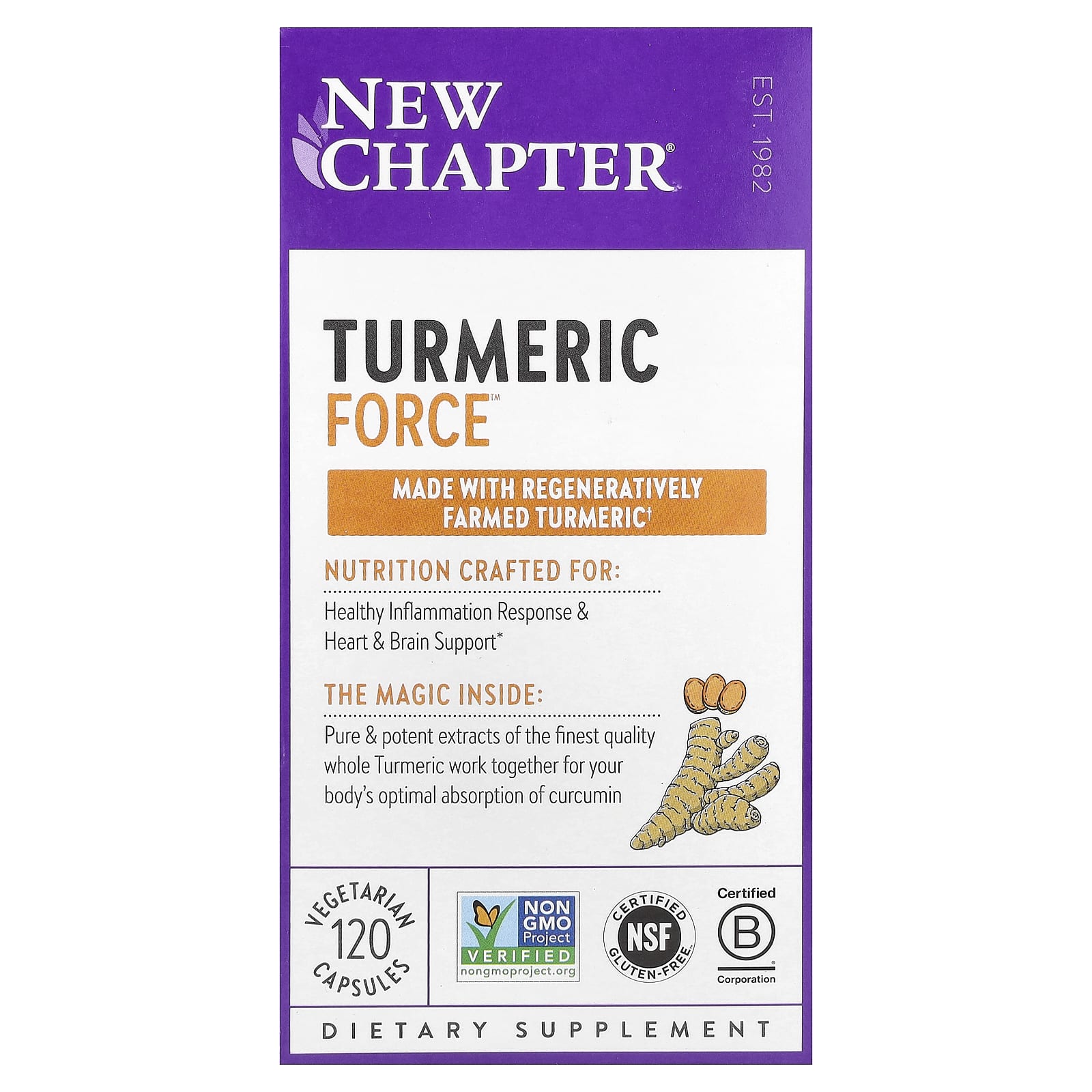 New Chapter, Turmeric Force™, 120 Vegetarian Capsules - Image 1