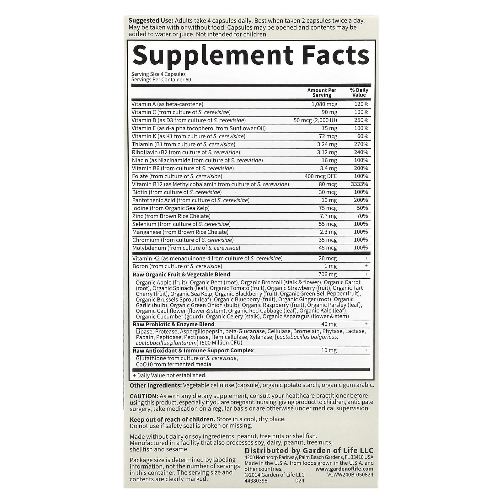 Garden of Life Vitamin Code for Women Over 50, 240 Capsules - Image 2