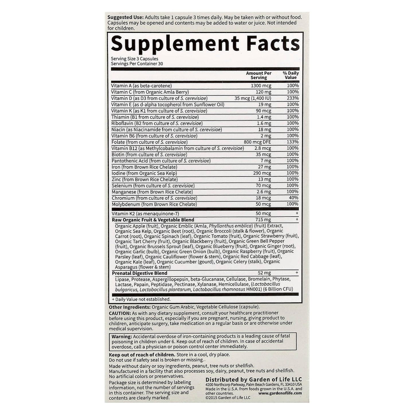 Garden of Life, Vitamin Code®, RAW Prenatal™, 90 Vegetarian Capsules