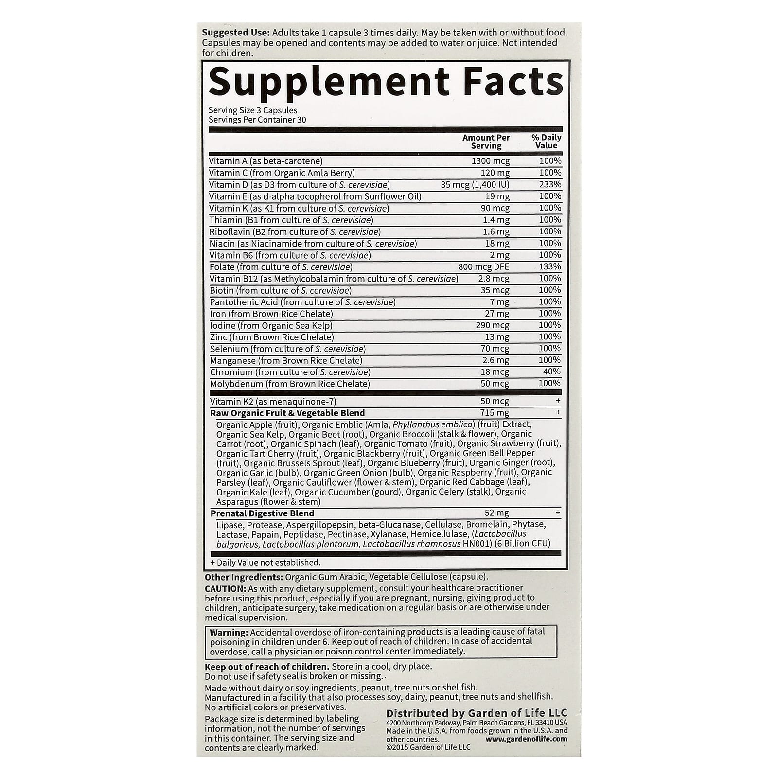 Garden of Life, Vitamin Code®, RAW Prenatal™, 90 Vegetarian Capsules