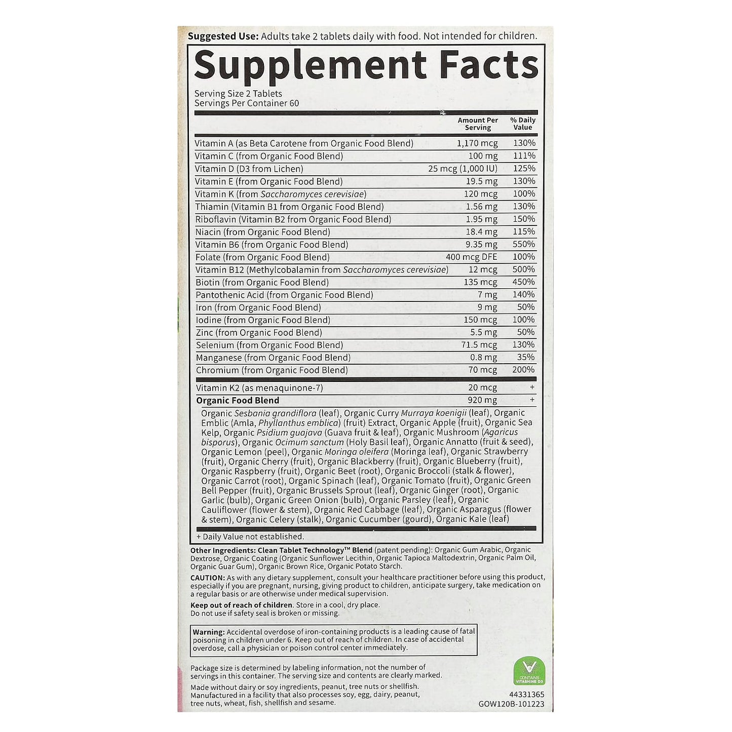 Garden of Life Women's Organic Vegan Multivitamin, 120 Tablets - Image 2