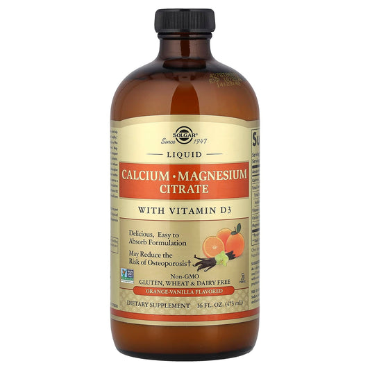 Solgar, Liquid Calcium Magnesium Citrate with Vitamin D3, Orange-Vanilla, 16 fl oz (473 ml) - Image 1