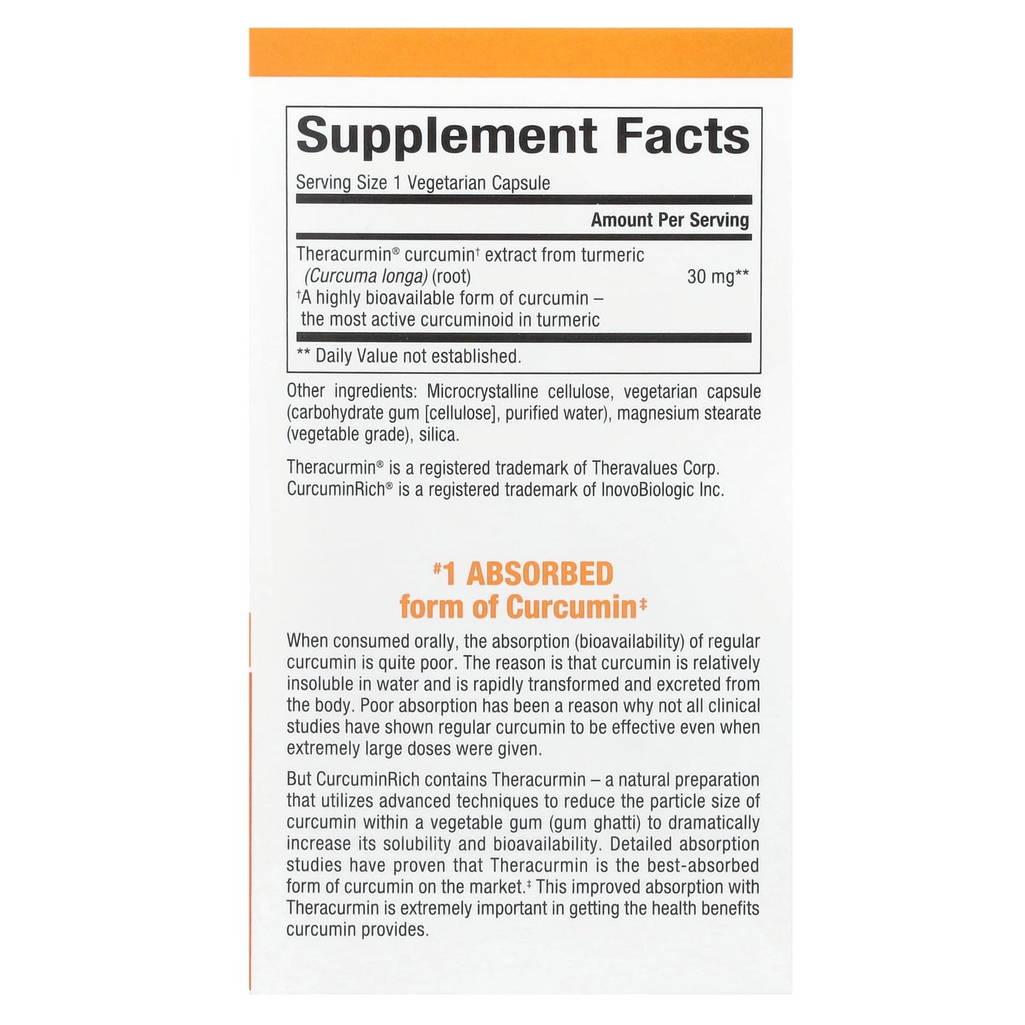 Natural Factors, Curcuminrich®, Theracurmin®, 30 mg, 60 Vegetarian Capsules - Image 2