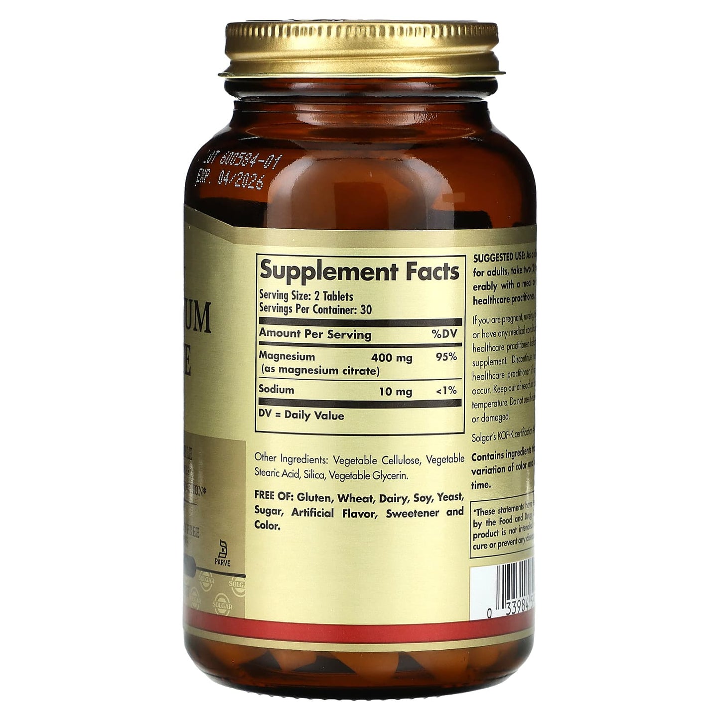 Solgar, Magnesium Citrate, 60 Tablets - Image 2