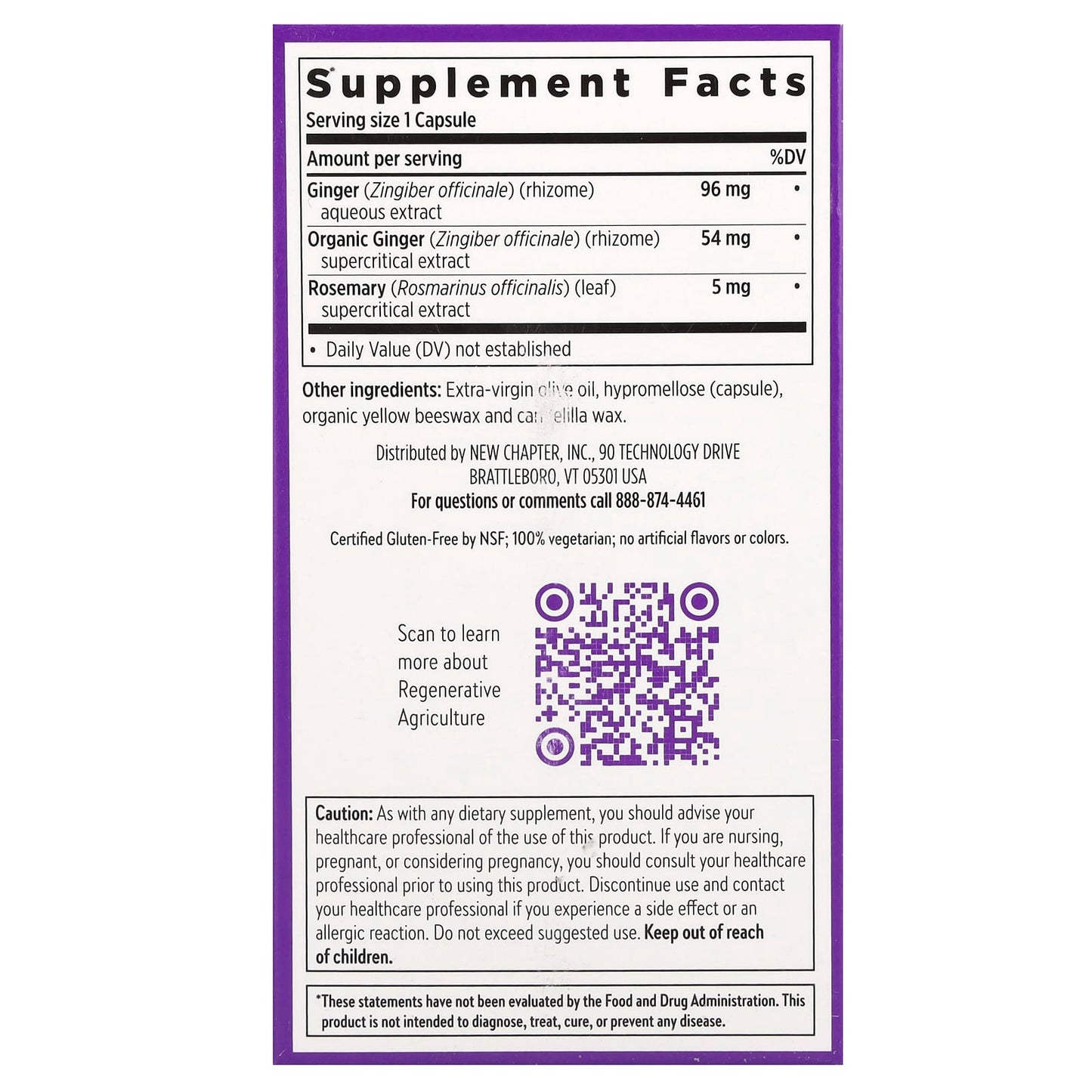 New Chapter, Ginger Force™, 60 Vegetarian Capsules - Image 2