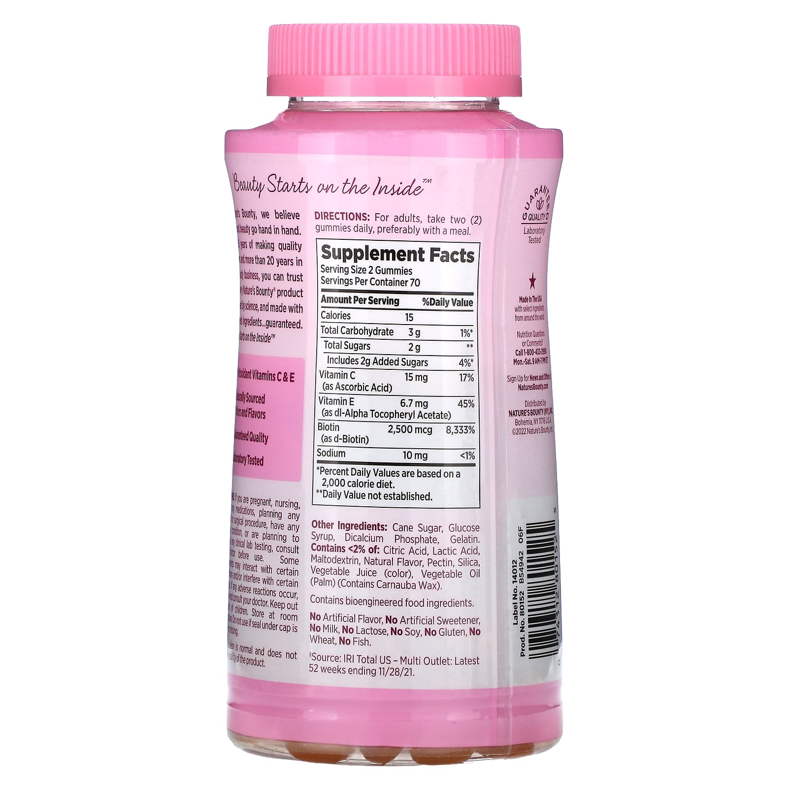 Nature's Bounty, Hair, Skin & Nails Gummies, Strawberry, 140 Gummies