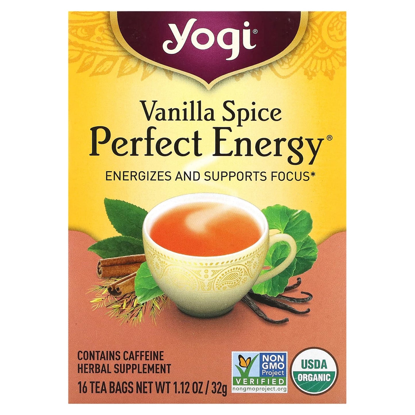 Yogi Tea, Perfect Energy, Vanilla Spice, 16 Tea Bags, 1.12 oz (32 g) - Image 1