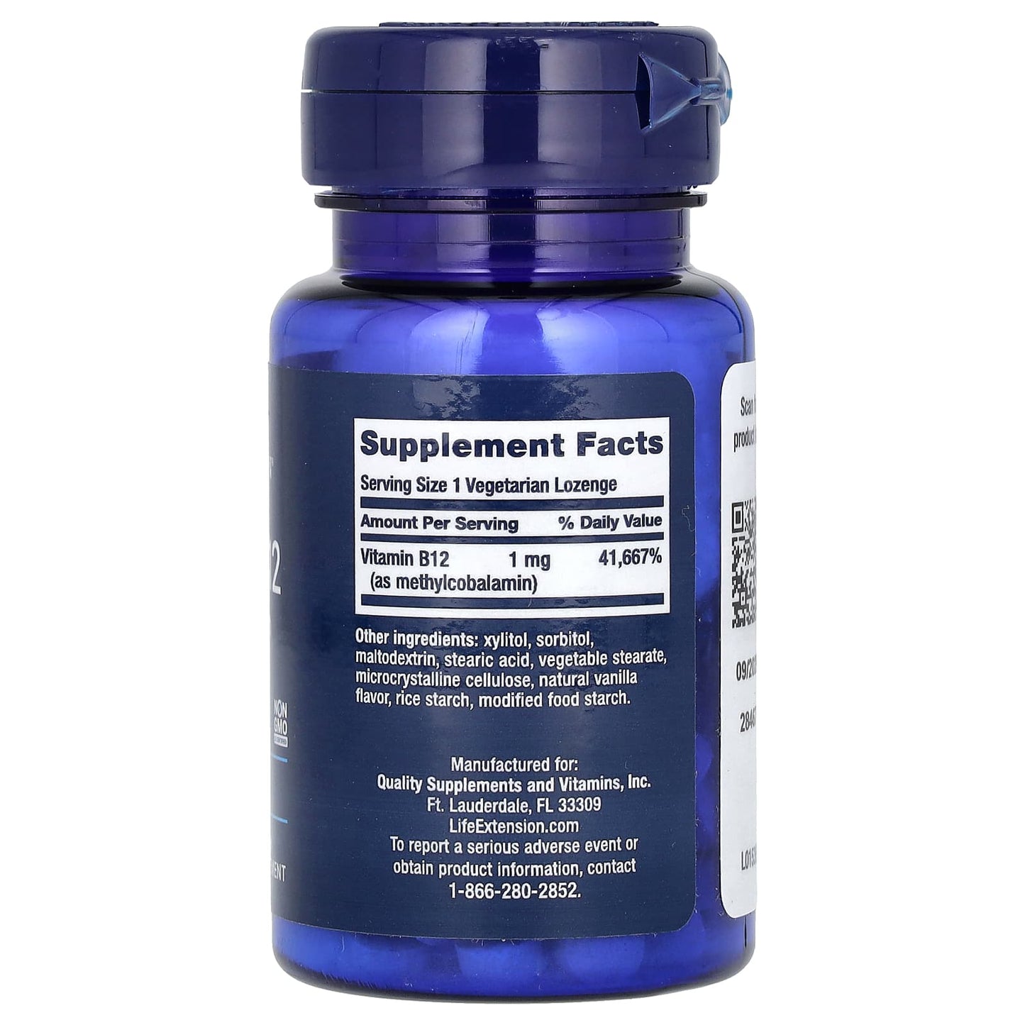 Life Extension, Vitamin B12 Methylcobalamin, 1 mg, 60 Vegetarian Lozenges - Image 2