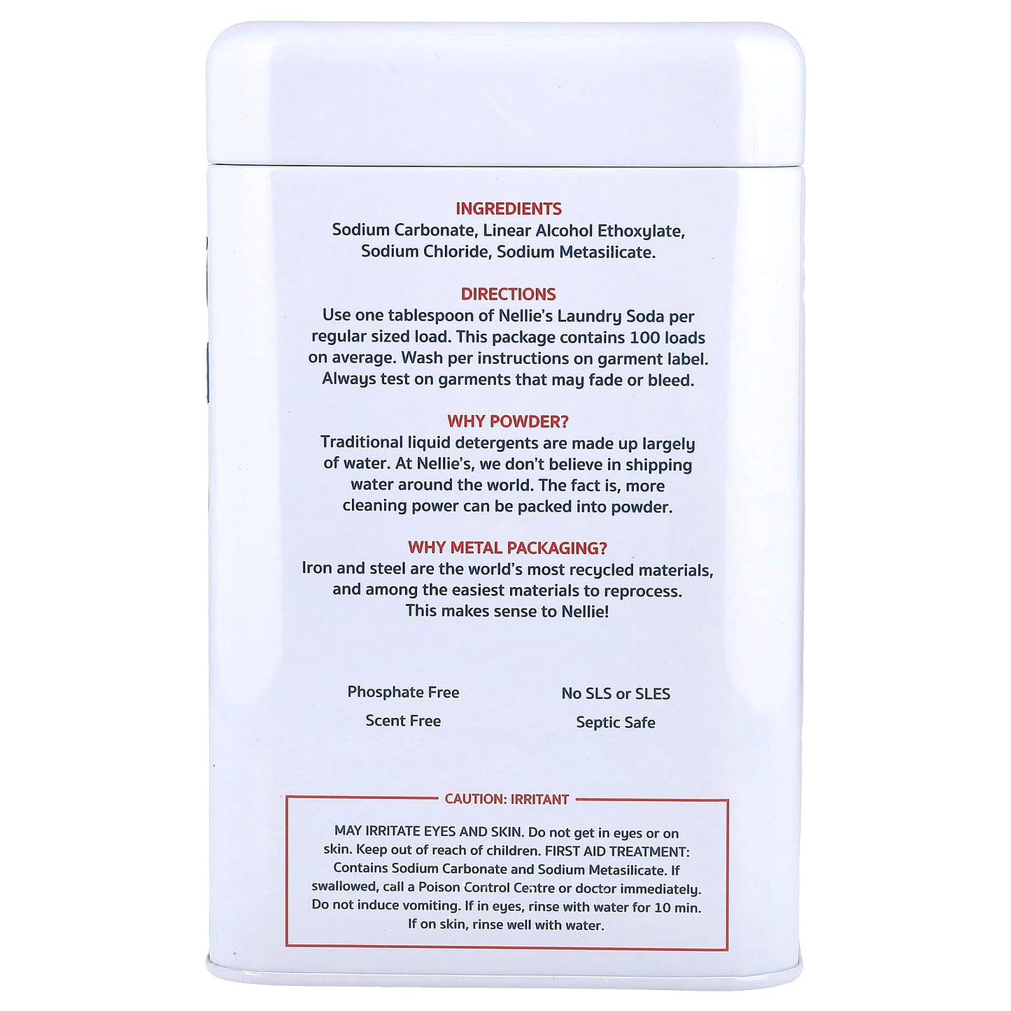 Nellie's, Laundry Soda, 100 Loads, 3.3 lbs (1.5 kg) - Image 2