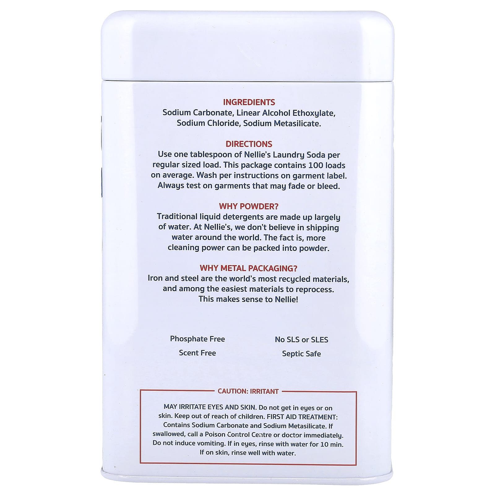 Nellie's, Laundry Soda, 100 Loads, 3.3 lbs (1.5 kg) - Image 2