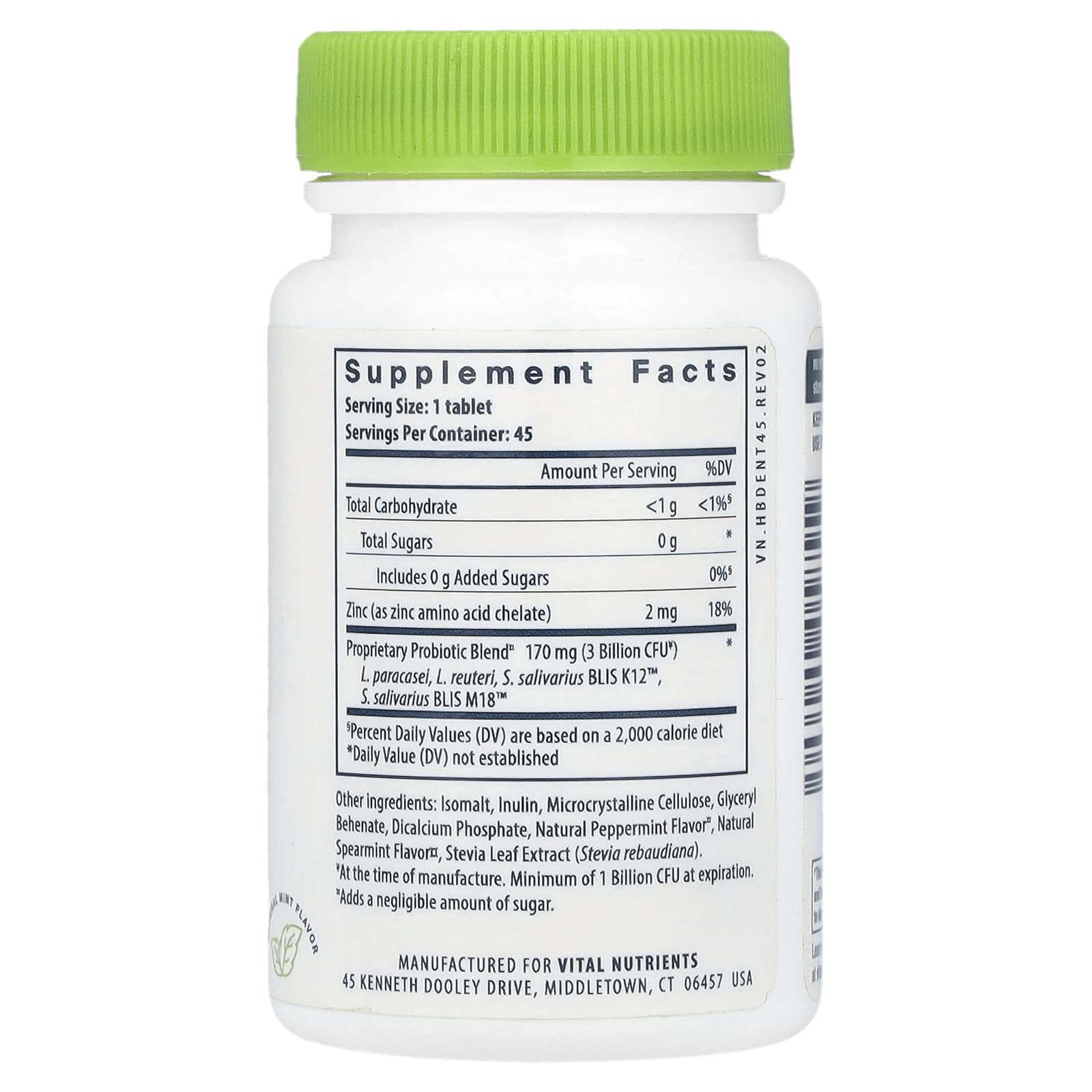 Vital Nutrients, Hyperbiotics®, Pro-Dental® Probiotic, Natural Mint, 45 Vegan Chewable Tablets - Image 2