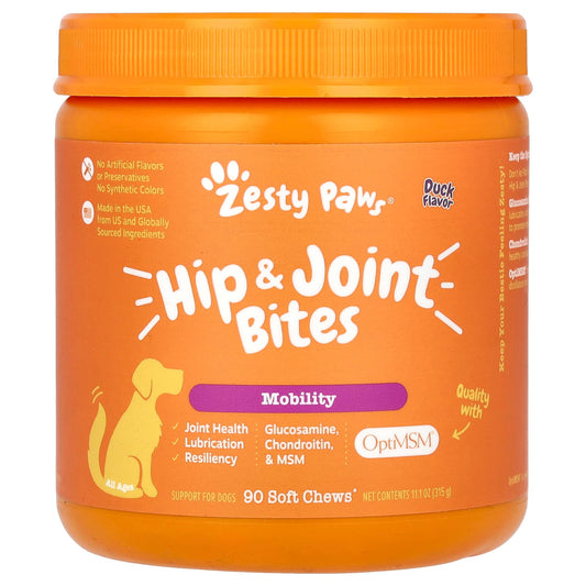 Zesty Paws, Hip & Joint Bites, For Dogs, All Ages, Duck, 90 Soft Chews, 11.1 oz (315 g) - Image 1
