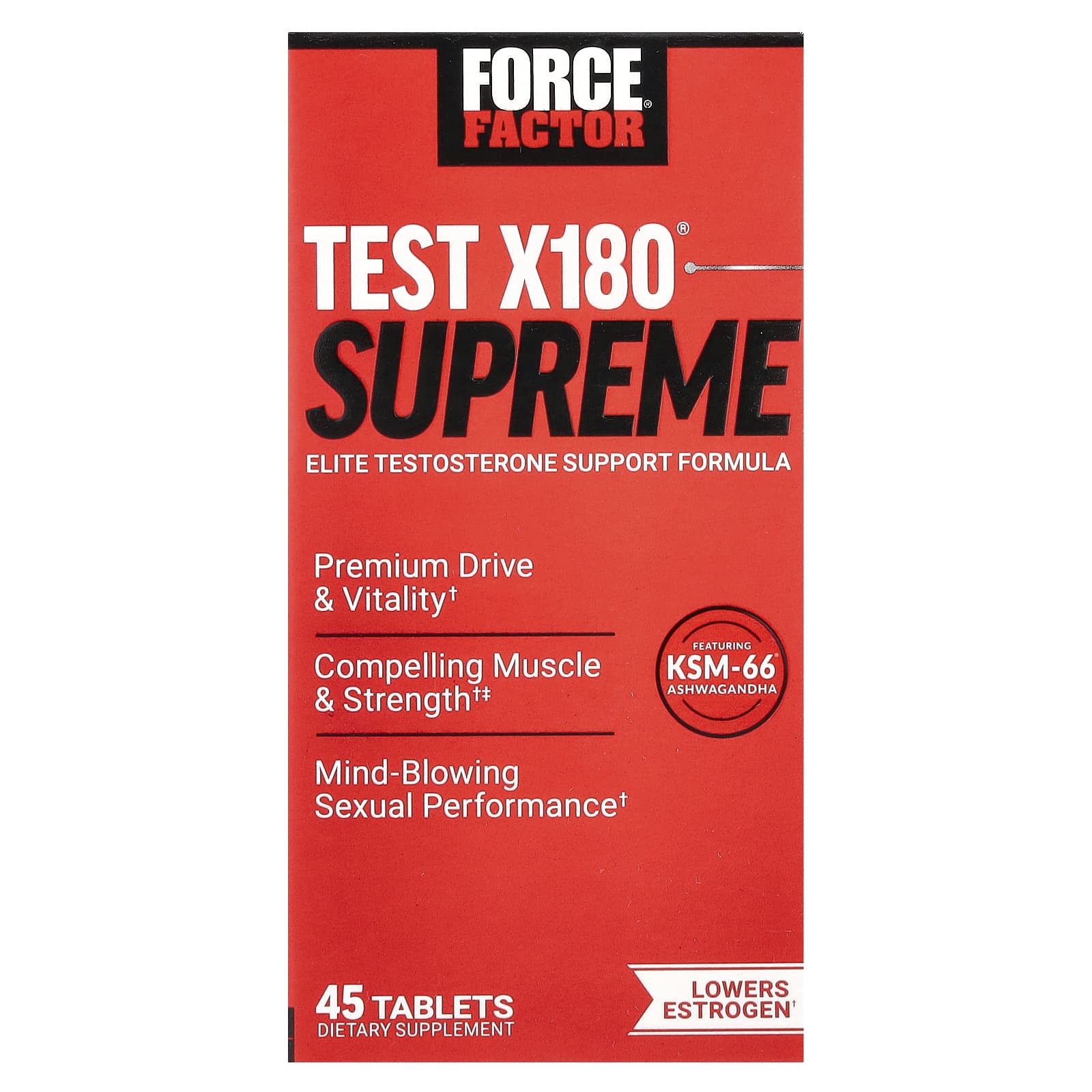Boost Testosterone with Force Factor Test X180 Supreme, 45 Tablets - Image 1