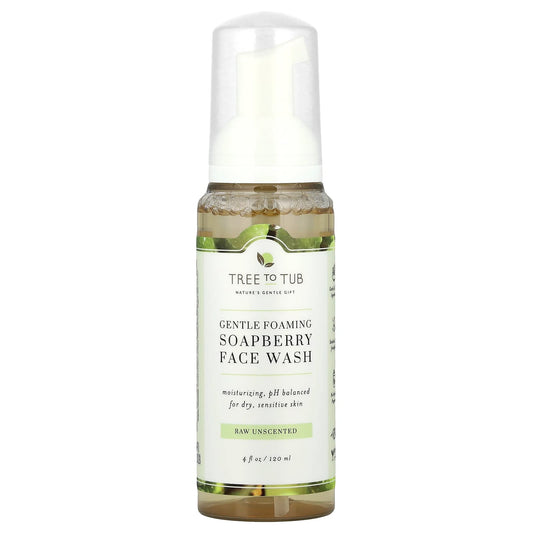 Tree To Tub, Soapberry Gentle Foaming Face Wash, For Dry, Sensitive Skin, Raw Unscented, 4 fl oz (120 ml) - Image 1