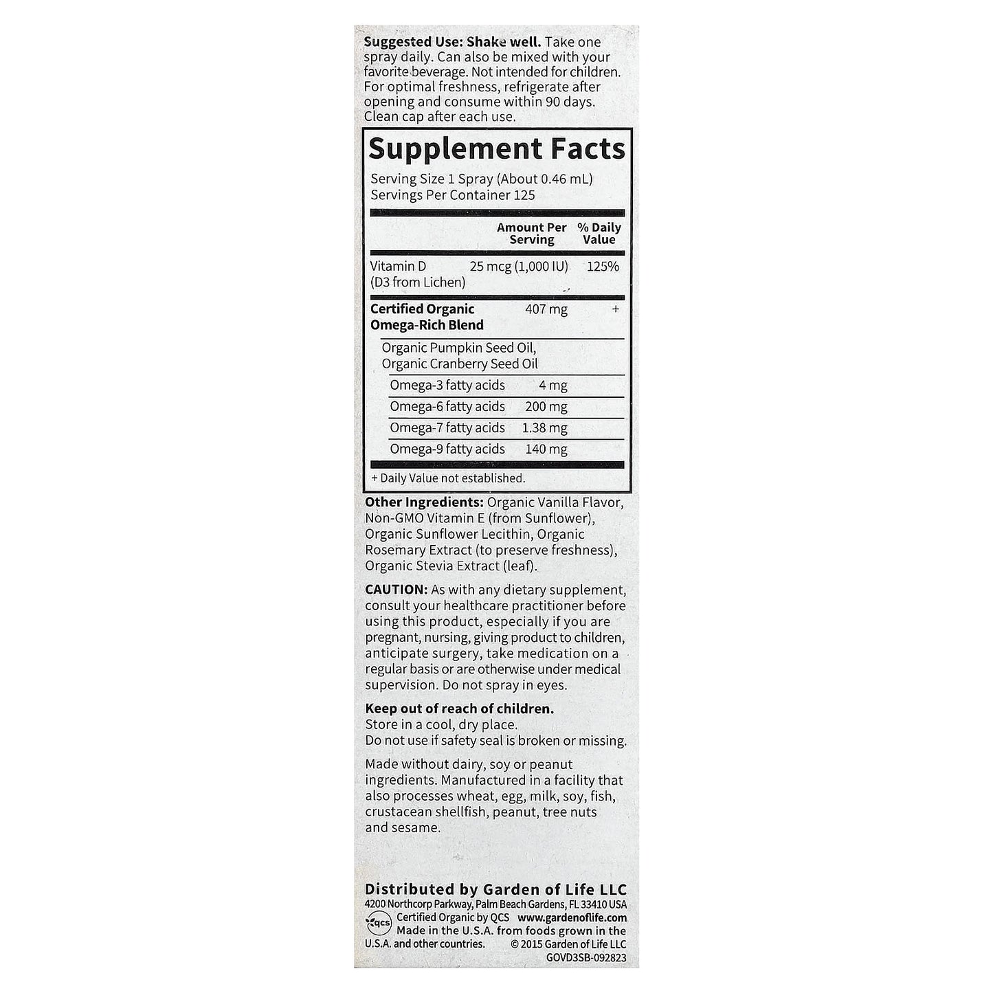 Vegan Vitamin D3 Spray by Garden of Life - USDA Organic, 1,000 IU (25 mcg) - Image 2
