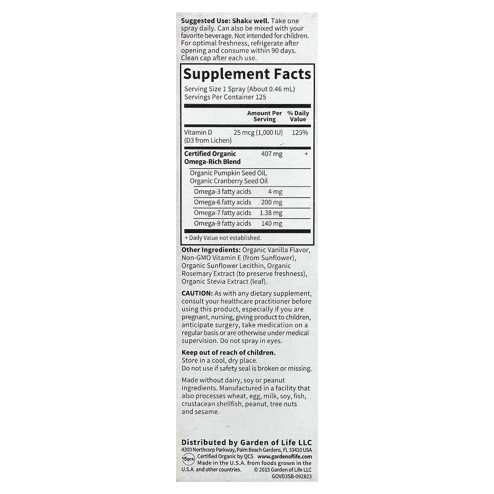 Vegan Vitamin D3 Spray by Garden of Life - USDA Organic, 1,000 IU (25 mcg) - Image 2